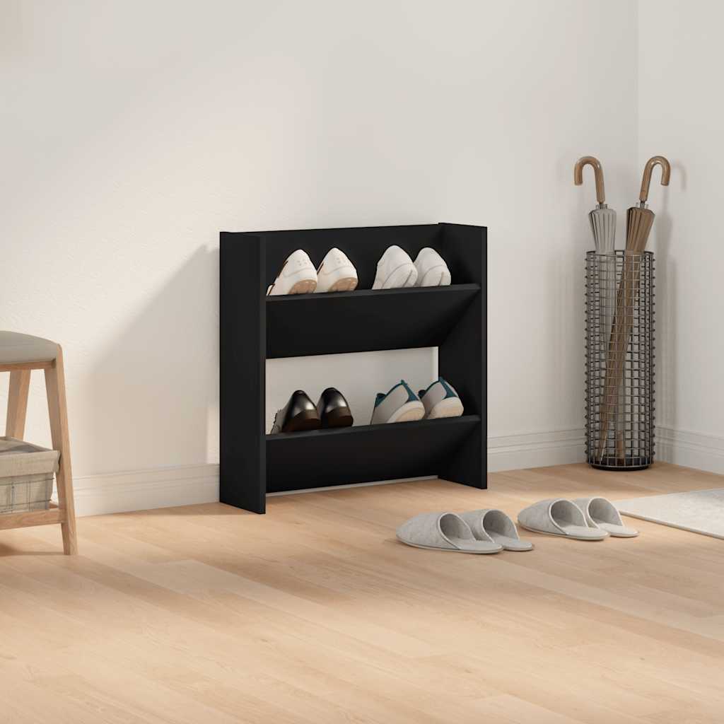 Wall Shoe Cabinet Black 60x18x60 cm Engineered Wood