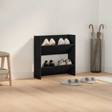 Wall Shoe Cabinet Black 60x18x60 cm Engineered Wood - Side View