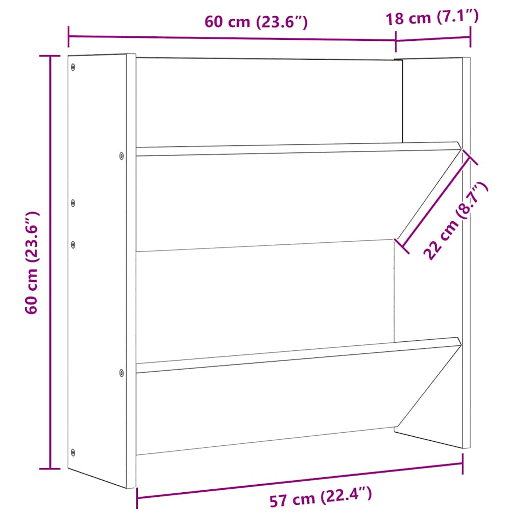 Wall Shoe Cabinet Black 60x18x60 cm Engineered Wood