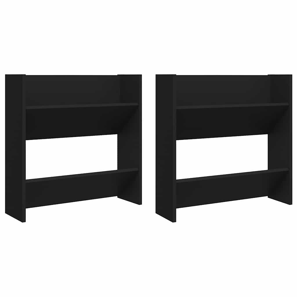 Wall Shoe Cabinets 2 pcs Black 60x18x60 cm Engineered Wood