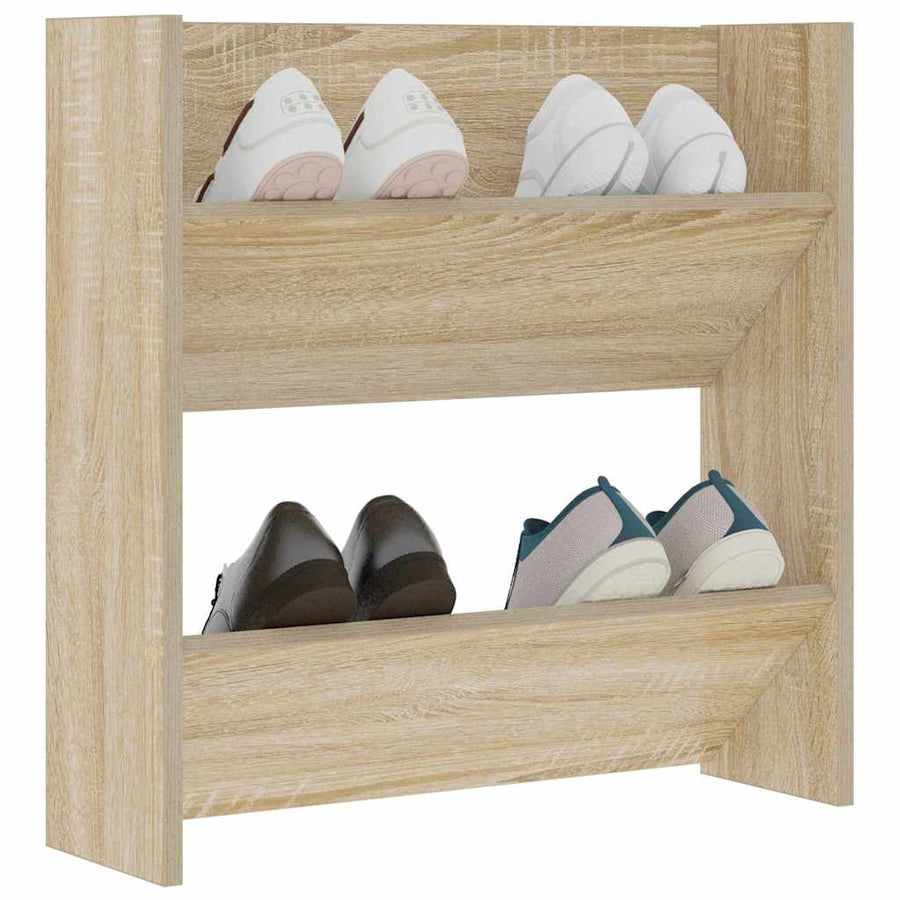 Wall Shoe Cabinet Sonoma Oak 60x18x60 cm Engineered Wood