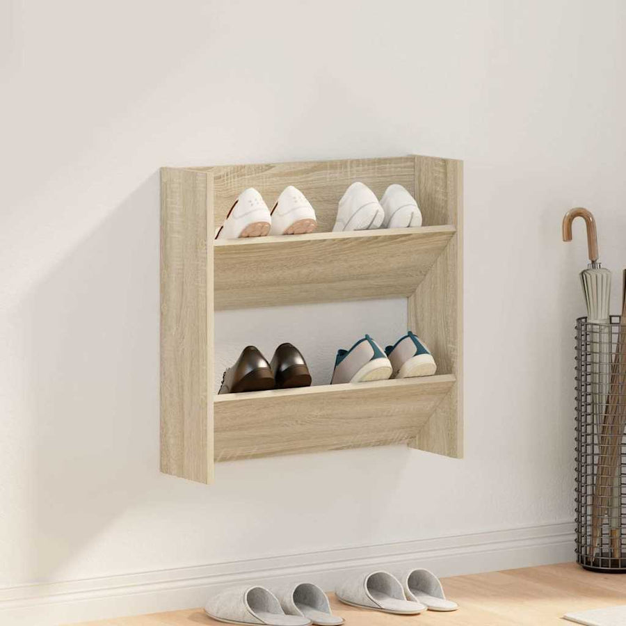 Wall Shoe Cabinet Sonoma Oak 60x18x60 cm Engineered Wood
