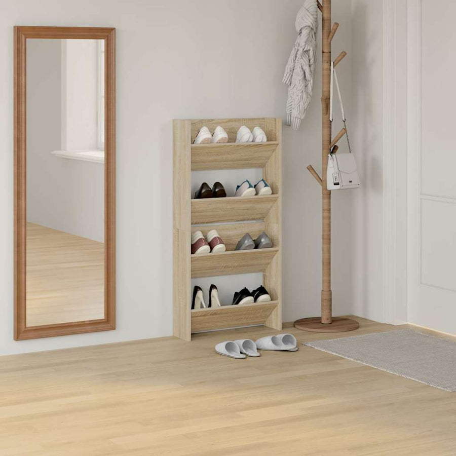 Wall Shoe Cabinets 2 pcs Sonoma Oak 60x18x60cm Engineered Wood