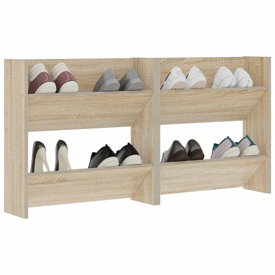 Wall Shoe Cabinets 2 pcs Sonoma Oak 60x18x60cm Engineered Wood