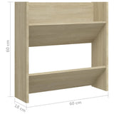 Wall Shoe Cabinets 2 pcs Sonoma Oak 60x18x60cm Engineered Wood - Low Angle