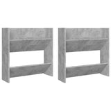 Wall Shoe Cabinets 2 pcs Concrete Grey 60x18x60 cm Engineered Wood - Front View