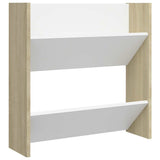 Wall Shoe Cabinet White and Sonoma Oak 60x18x60 cm Engineered Wood