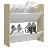 Wall Shoe Cabinet White and Sonoma Oak 60x18x60 cm Engineered Wood