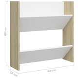 Wall Shoe Cabinets 2 pcs White&Sonoma Oak 60x18x60 cm Engineered Wood - Low Angle