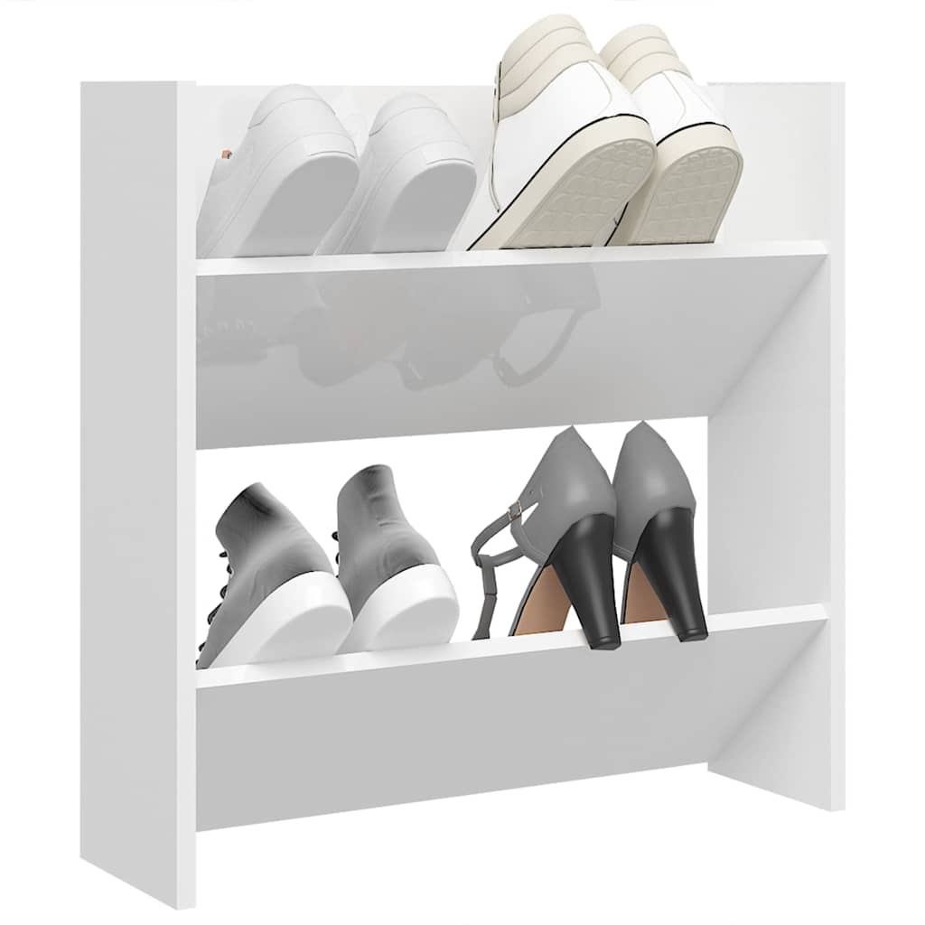 Wall Shoe Cabinet High Gloss White 60x18x60 cm Engineered Wood