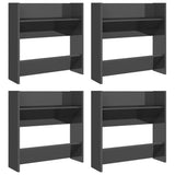 Wall Shoe Cabinets 4 pcs High Gloss Grey 60x18x60 cm Engineered Wood - Front View