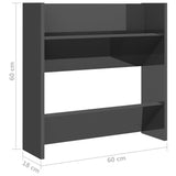 Wall Shoe Cabinets 4 pcs High Gloss Grey 60x18x60 cm Engineered Wood - Low Angle