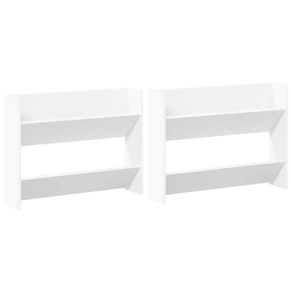 Wall Shoe Cabinet 2 pcs White 80x18x60 cm Engineered Wood