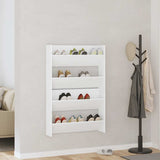 Wall Shoe Cabinet 2 pcs White 80x18x60 cm Engineered Wood - Side View