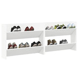 Wall Shoe Cabinet 2 pcs White 80x18x60 cm Engineered Wood