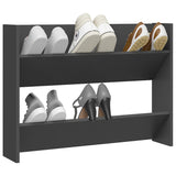 Wall Shoe Cabinet Grey 80x18x60 cm Engineered Wood - Side View