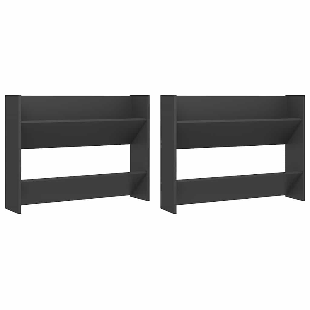 Wall Shoe Cabinets 2 pcs Grey 80x18x60 cm Engineered Wood