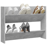 Wall Shoe Cabinet Concrete Grey 80x18x60 cm Engineered Wood - Side View