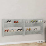 Wall Shoe Cabinets 2 pcs Concrete Grey 80x18x60 cm