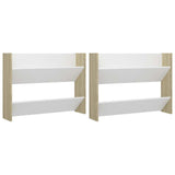 Wall Shoe Cabinets 2 pcs White&Sonoma Oak 80x18x60 cm Engineered Wood