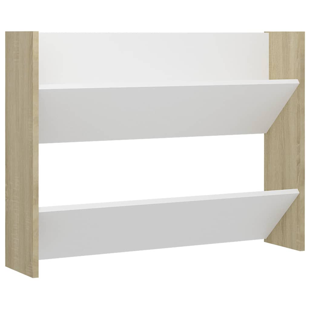 Wall Shoe Cabinets 2 pcs White&Sonoma Oak 80x18x60 cm Engineered Wood