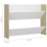 Wall Shoe Cabinets 2 pcs White&Sonoma Oak 80x18x60 cm Engineered Wood