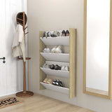 Wall Shoe Cabinets 2 pcs White&Sonoma Oak 80x18x60 cm Engineered Wood