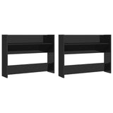 Wall Shoe Cabinets 2 pcs High Gloss Black 80x18x60 cm Engineered Wood - Front View