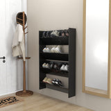Wall Shoe Cabinets 2 pcs High Gloss Black 80x18x60 cm Engineered Wood - Side View