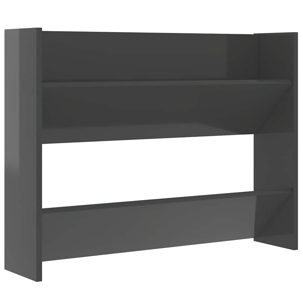 Wall Shoe Cabinets 2 pcs High Gloss Grey 80x18x60 cm Engineered Wood