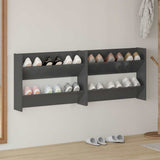 Wall Shoe Cabinets 2 pcs High Gloss Grey 80x18x60 cm Engineered Wood