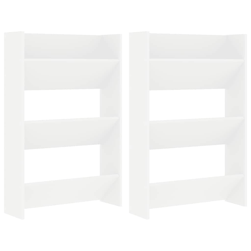 Wall Shoe Cabinets 2 pcs White 60x18x90 cm Engineered Wood
