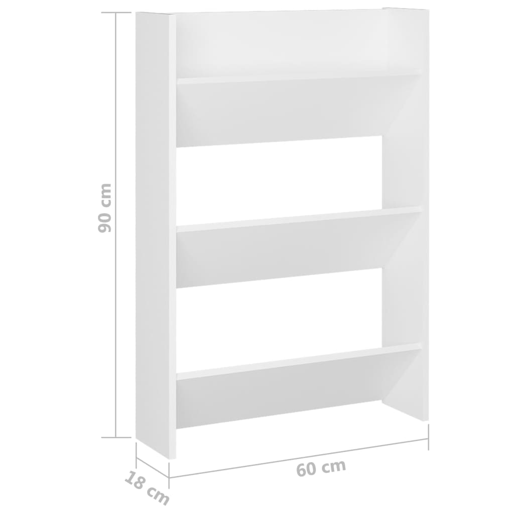 Wall Shoe Cabinets 2 pcs White 60x18x90 cm Engineered Wood