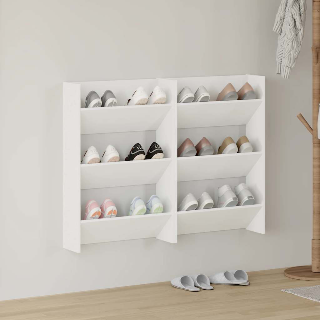 Wall Shoe Cabinets 2 pcs White 60x18x90 cm Engineered Wood