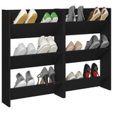 Wall Shoe Cabinets 2 pcs Black 60x18x90 cm Engineered Wood - Side View