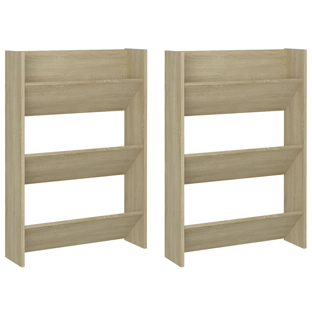 Wall Shoe Cabinets 2 pcs Sonoma Oak 60x18x90 cm Engineered Wood