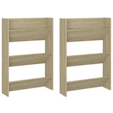 Wall Shoe Cabinets 2 pcs Sonoma Oak 60x18x90 cm Engineered Wood - Front View