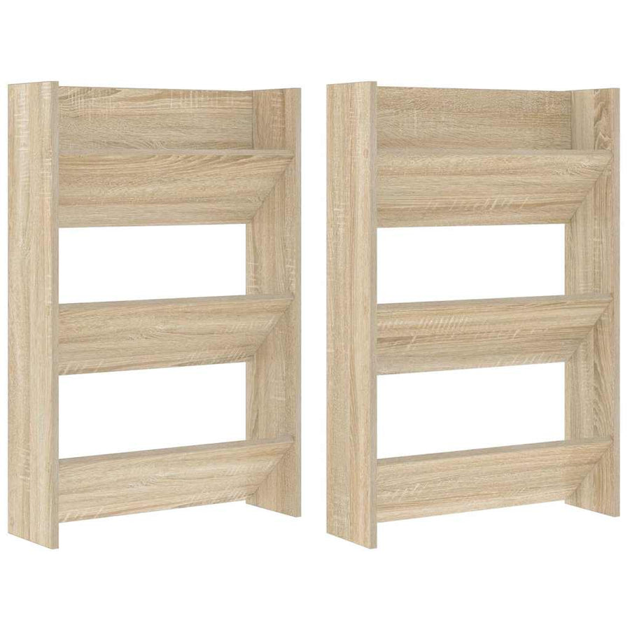 Wall Shoe Cabinets 2 pcs Sonoma Oak 60x18x90cm Engineered Wood