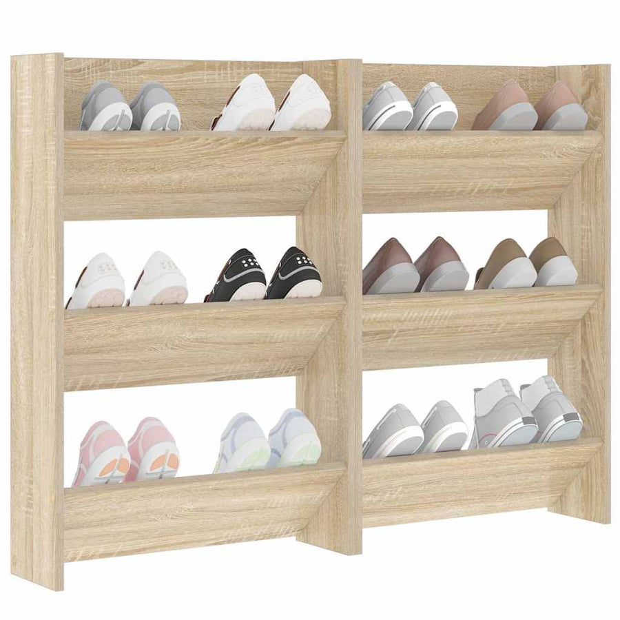 Wall Shoe Cabinets 2 pcs Sonoma Oak 60x18x90cm Engineered Wood