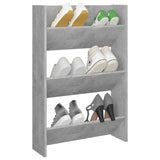 Wall Shoe Cabinet Concrete Grey 60x18x90 cm Engineered Wood - Side View