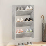 Wall Shoe Cabinet Concrete Grey 60x18x90 cm Engineered Wood