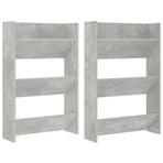 Wall Shoe Cabinets 2 pcs Concrete Grey 60x18x90 cm