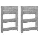 Wall Shoe Cabinets 2 pcs Concrete Grey 60x18x90 cm Engineered Wood - Front View