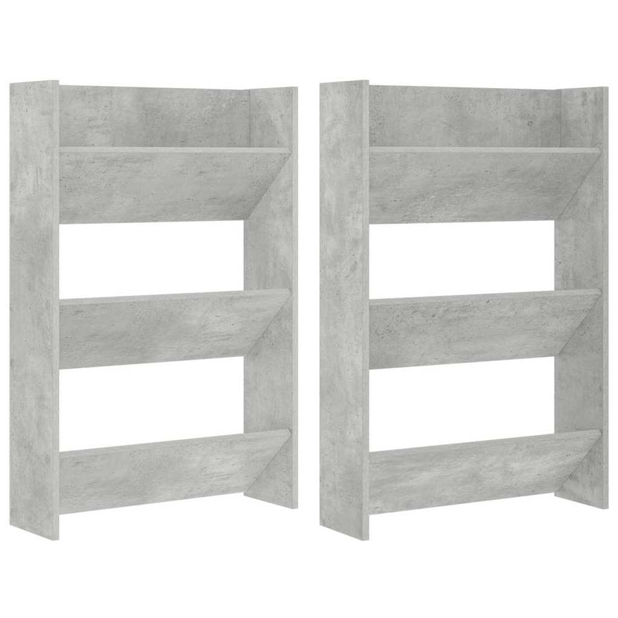 Wall Shoe Cabinets 2 pcs Concrete Grey 60x18x90 cm