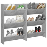 Wall Shoe Cabinets 2 pcs Concrete Grey 60x18x90 cm Engineered Wood - Side View
