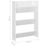 Wall Shoe Cabinet High Gloss White 60x18x90 cm Engineered Wood - Rear View