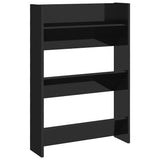Wall Shoe Cabinet High Gloss Black 60x18x90 cm Engineered Wood - Front View