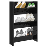 Wall Shoe Cabinet High Gloss Black 60x18x90 cm Engineered Wood - Side View