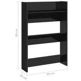 Wall Shoe Cabinet High Gloss Black 60x18x90 cm Engineered Wood - Rear View