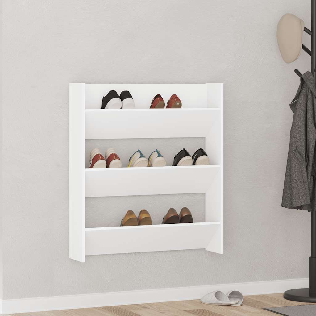 Wall Shoe Cabinet White 80x18x90 cm Engineered Wood